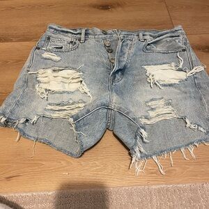 American Eagle Outfitters Light Blue Distressed Jean Shorts